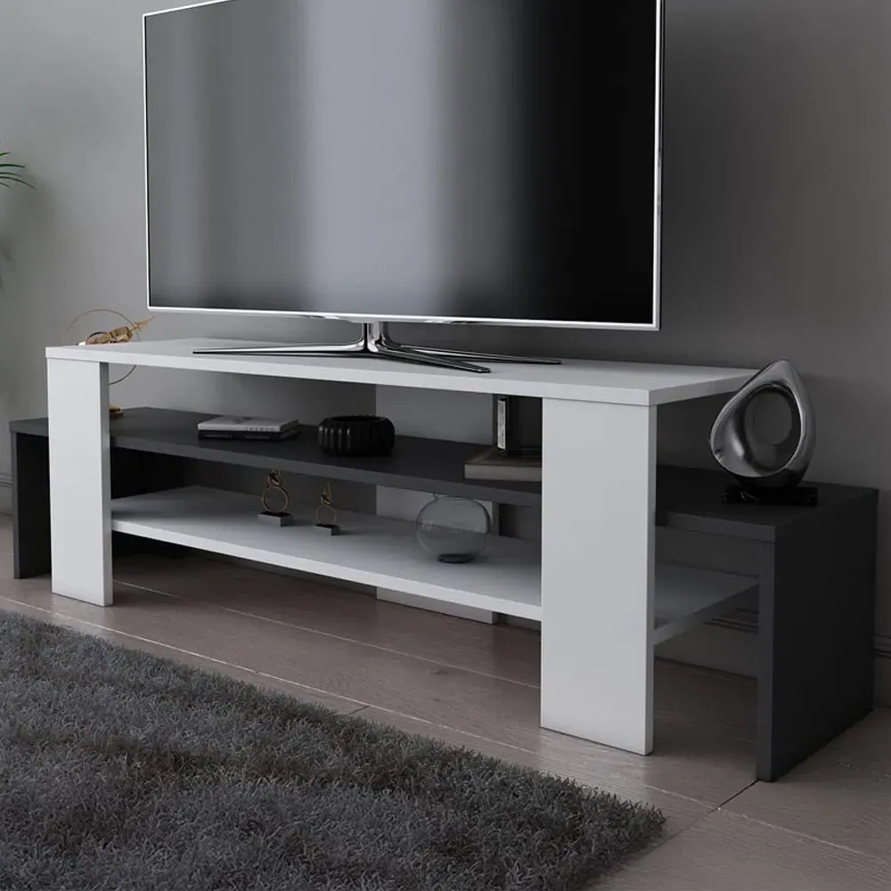 Lenora 2 Shelf TV Unit - White, Anthracite image