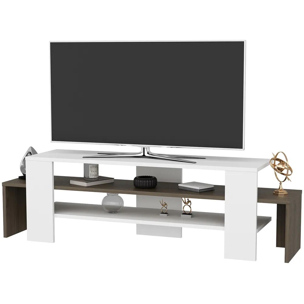 Lenora 2 Shelf TV Unit - White, Walnut