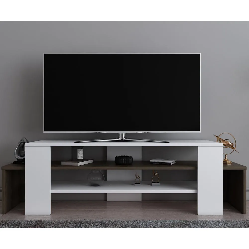 Lenora 2 Shelf TV Unit - White, Walnut
