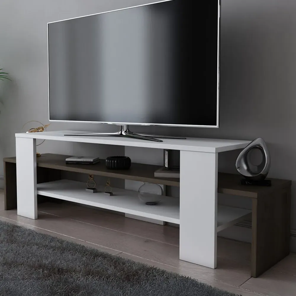 Lenora 2 Shelf TV Unit - White, Walnut