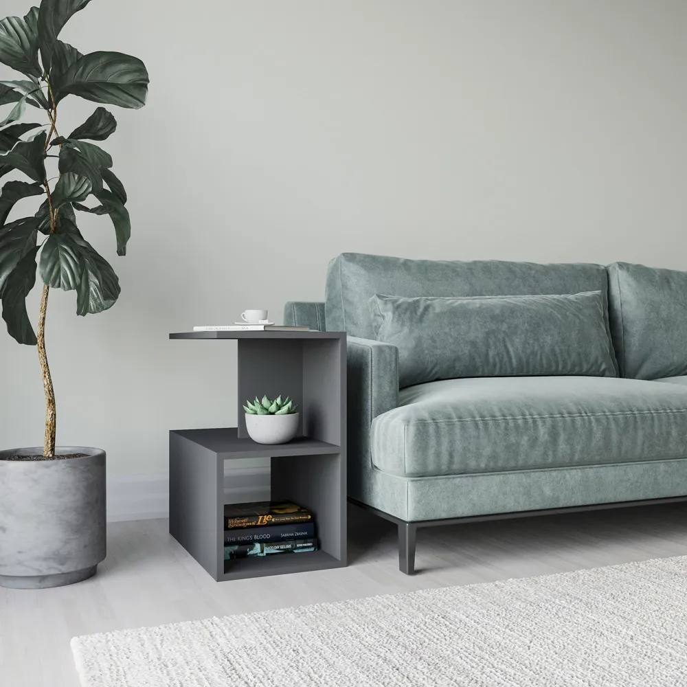 Lermon 2 Shelf Side Table - Black