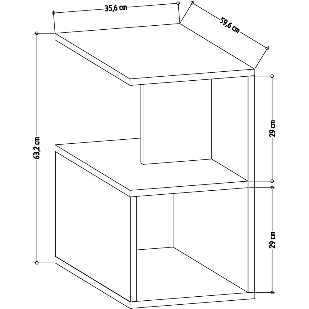 Lermon 2 Shelf Side Table - Black