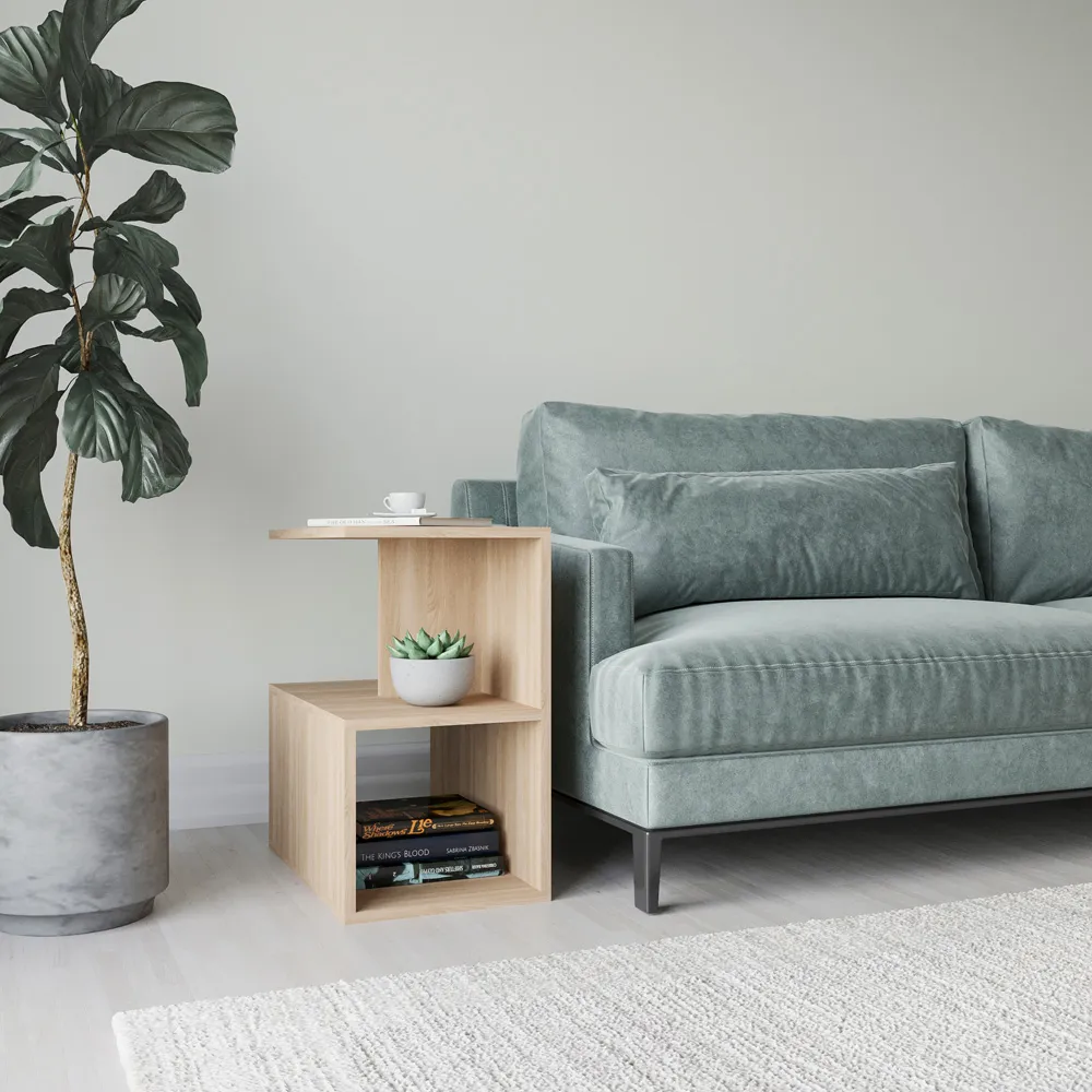 Lermon 2 Shelf Side Table - Oak