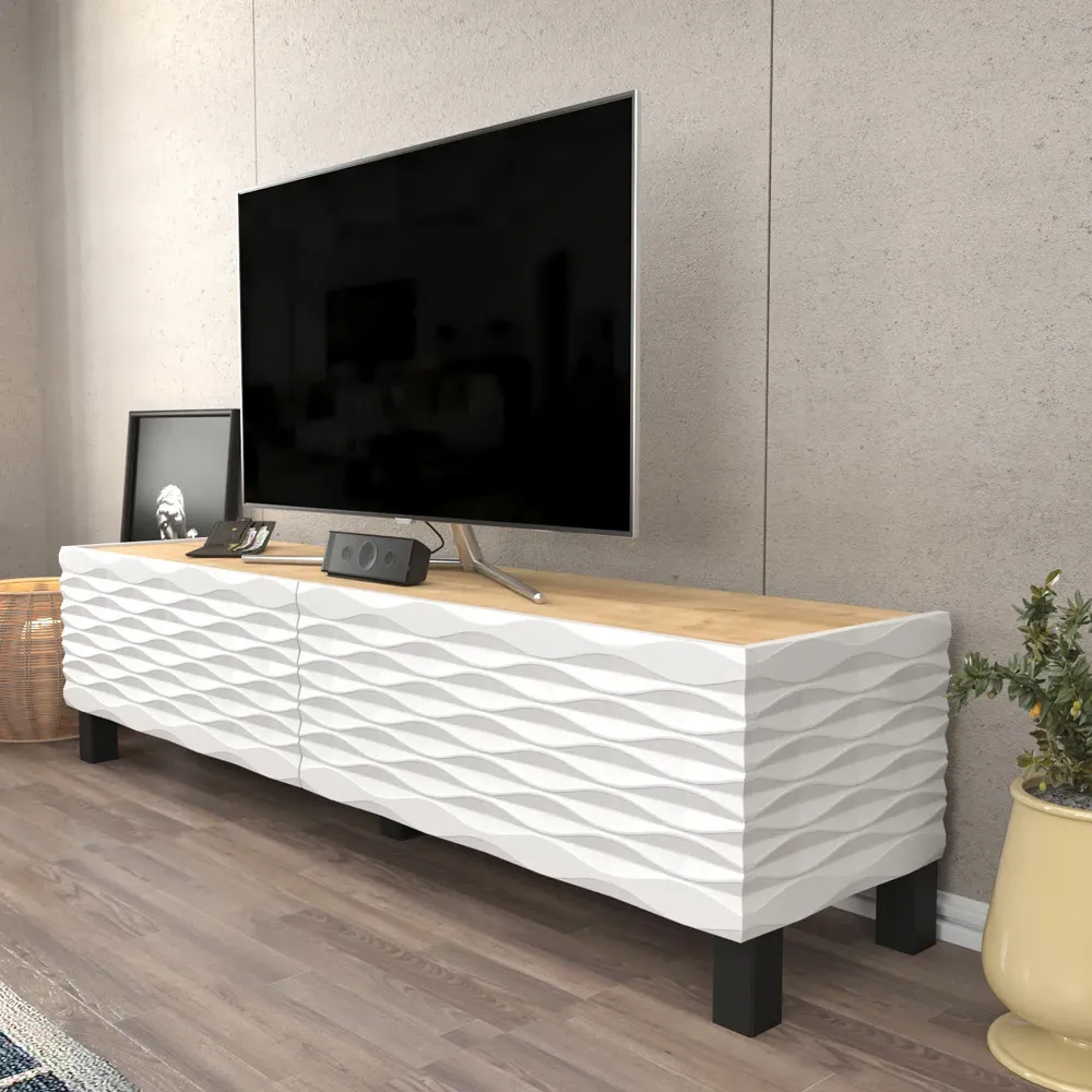 Lerze 2 Door TV Unit - Oak, White