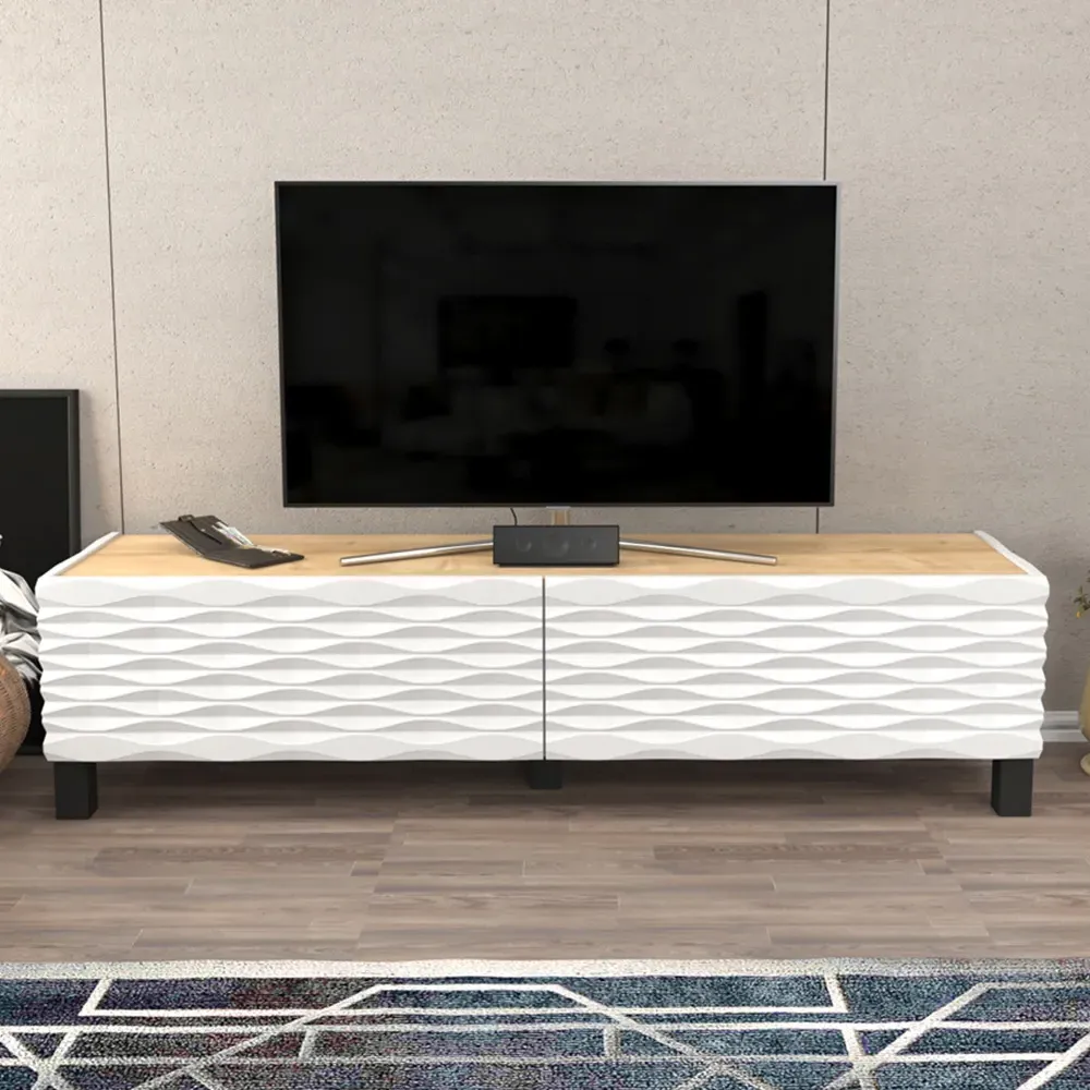 Lerze 2 Door TV Unit - Oak, White