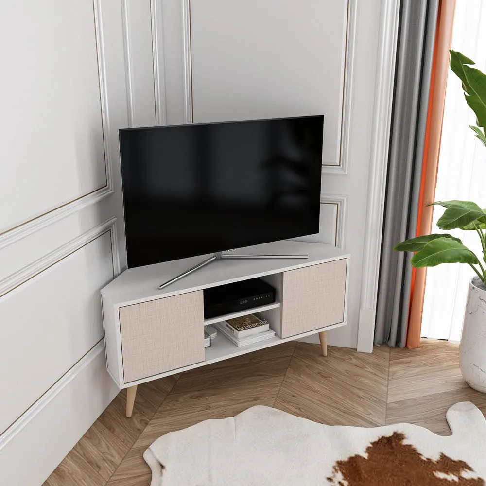 Lesson Corner TV Stand with Storage - White
