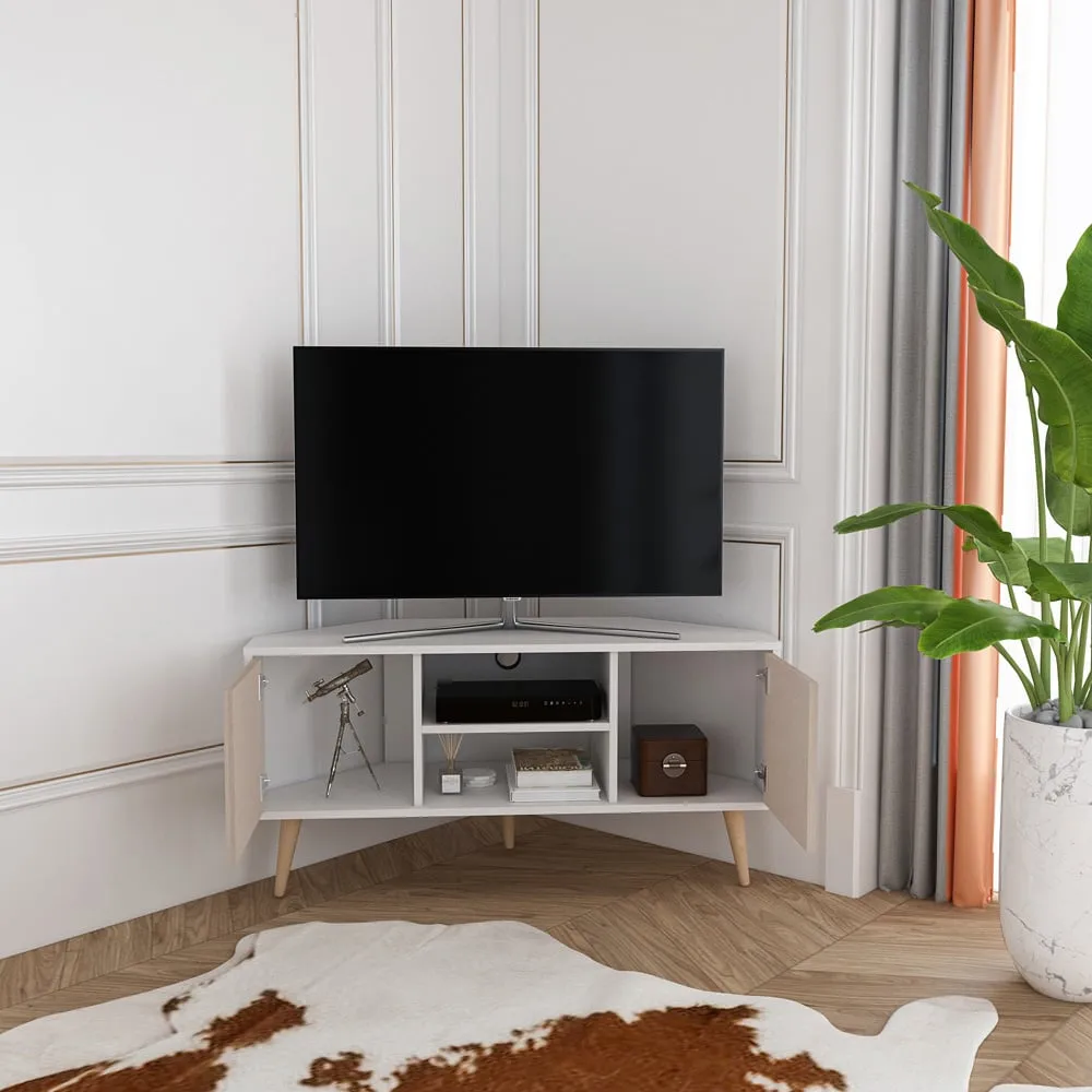 Lesson Corner TV Stand with Storage - White