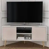 Lesson Corner TV Stand with Storage - White