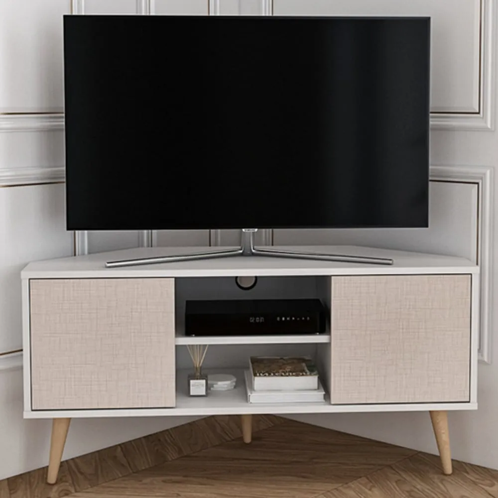 Lesson Corner TV Stand with Storage - White