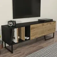 Linossa 3 Shelf TV Unit - Black and Oud Marble