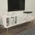 Linossa 3 Shelf TV Unit - White Marble, Gold
