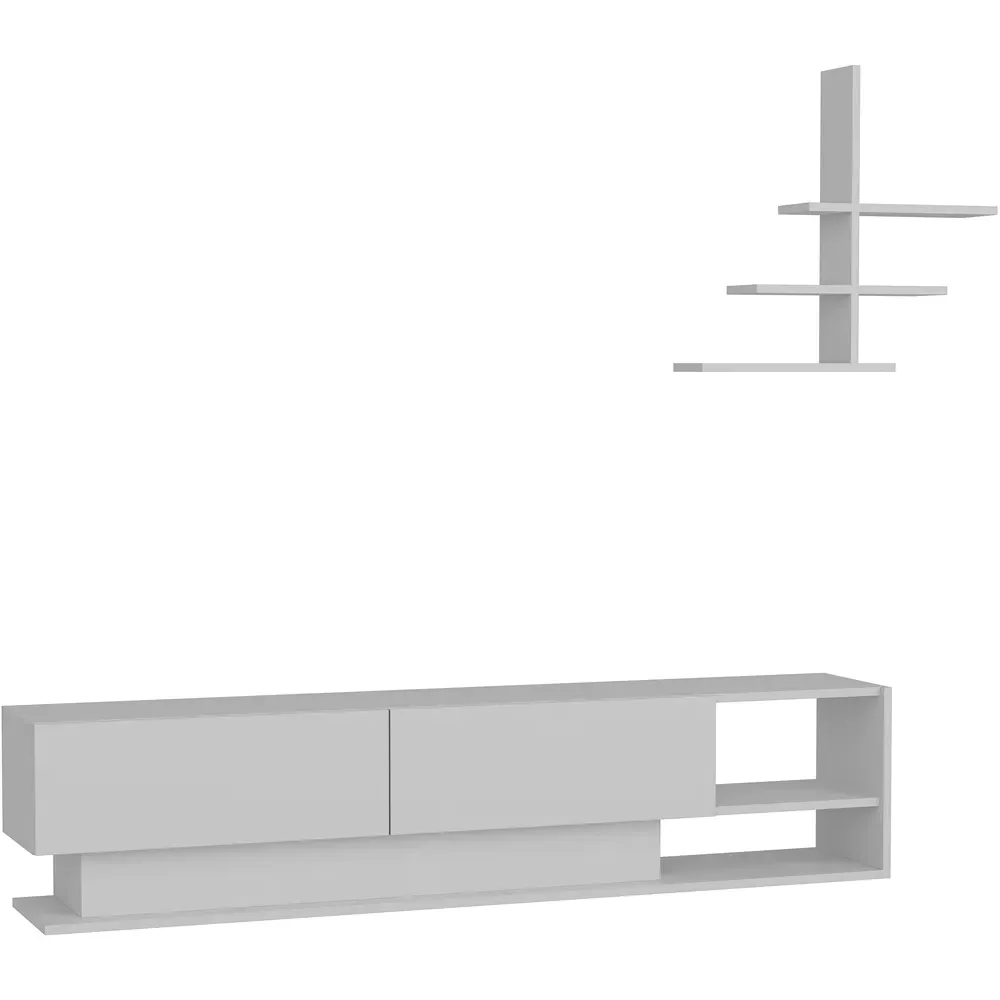 Liza 2 Door TV Unit with Wall Shelf - White