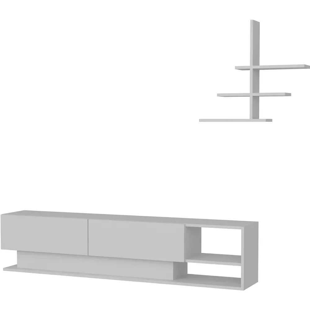 Liza 2 Door TV Unit with Wall Shelf - White