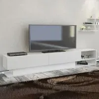 Liza 2 Door TV Unit with Wall Shelf - White