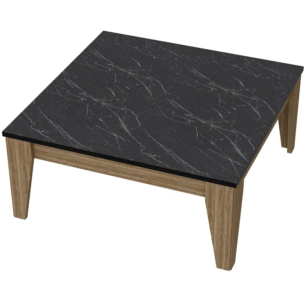 Lorenz Coffee Table - Black Marble Effect, Walnut