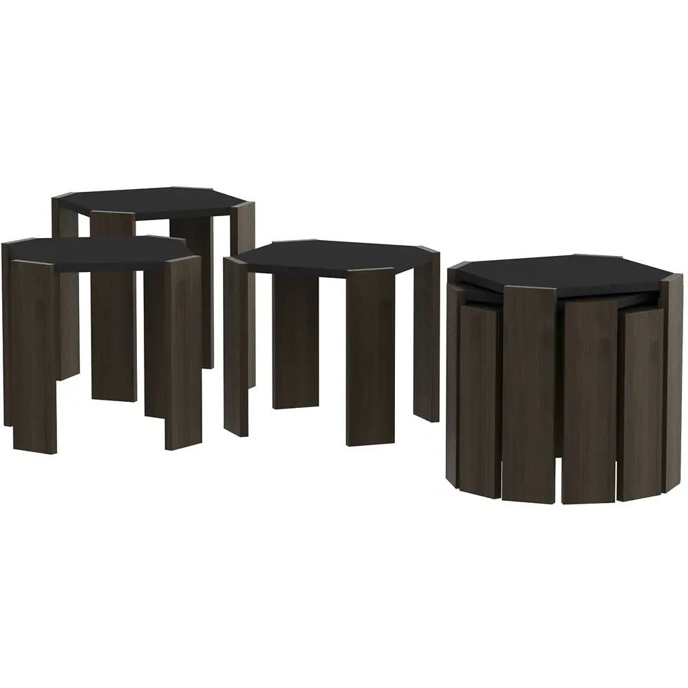 Lori 3-Piece Nesting Coffee Table - Anthracite, Walnut