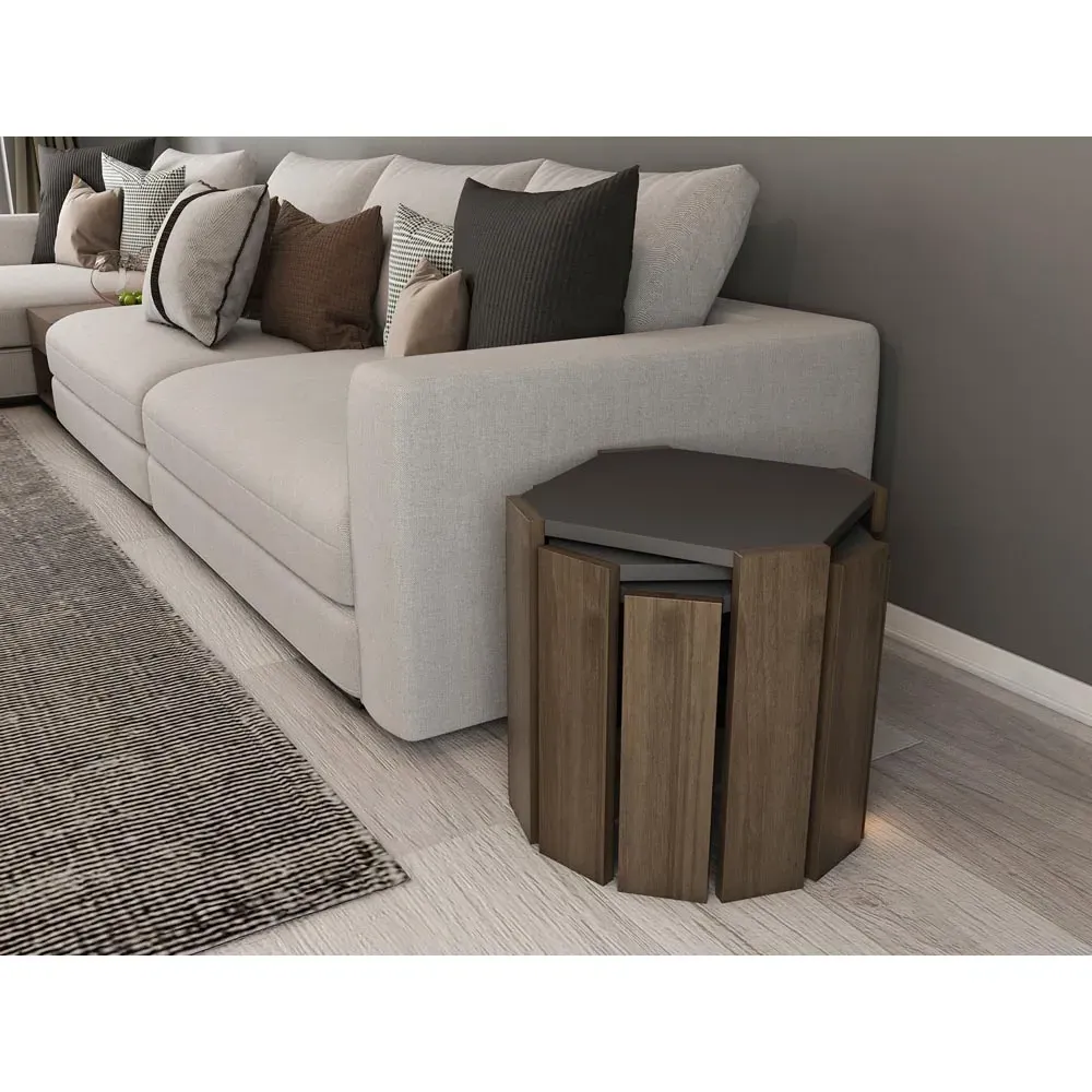 Lori 3-Piece Nesting Coffee Table - Anthracite, Walnut