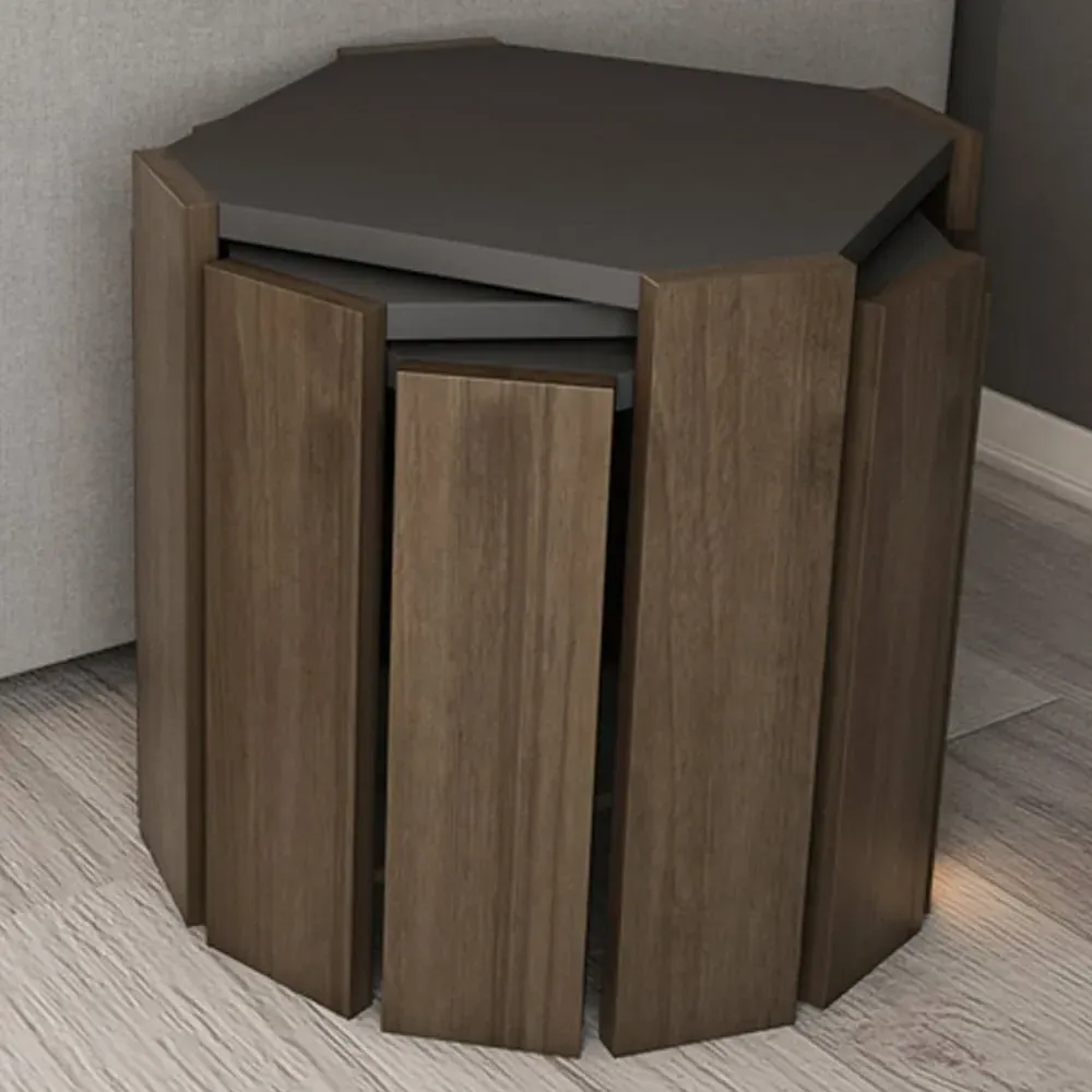 Lori 3-Piece Nesting Coffee Table - Anthracite, Walnut image