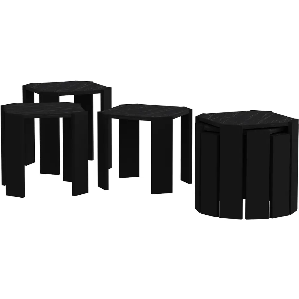 Lori 3-Piece Nesting Coffee Table - Black Marble