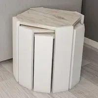 Lori 3-Piece Nesting Coffee Table - White Marble