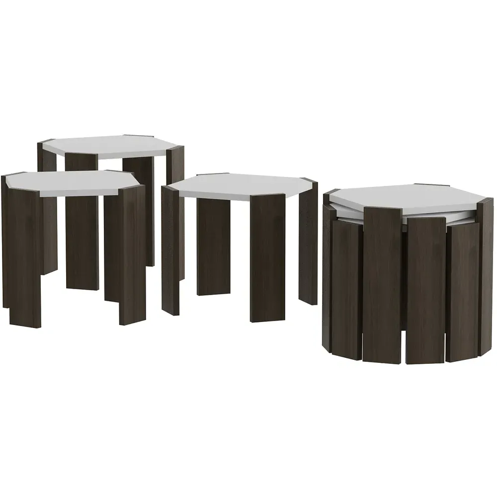 Lori 3-Piece Nesting Coffee Table - White, Walnut