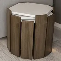 Lori 3-Piece Nesting Coffee Table - White, Walnut