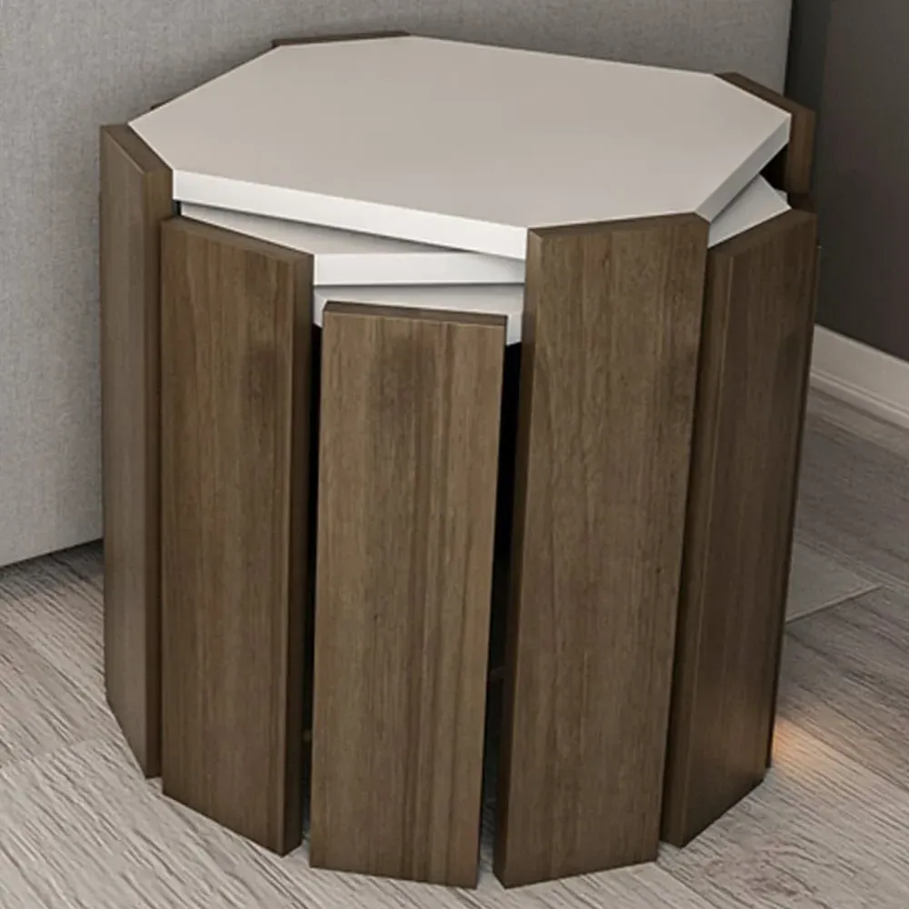 Lori 3-Piece Nesting Coffee Table - White, Walnut