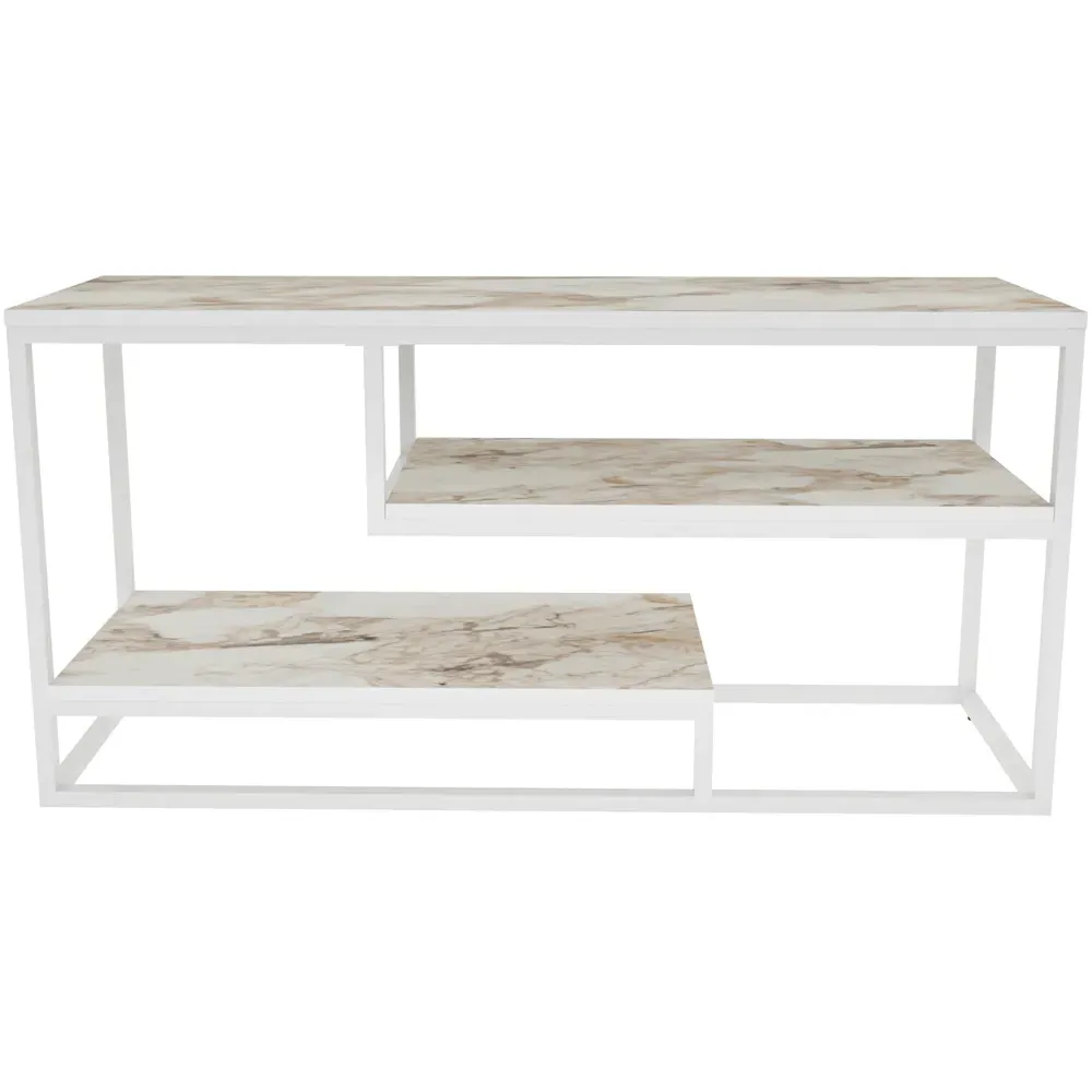 Lorin 3 Shelf TV Unit - White Marble