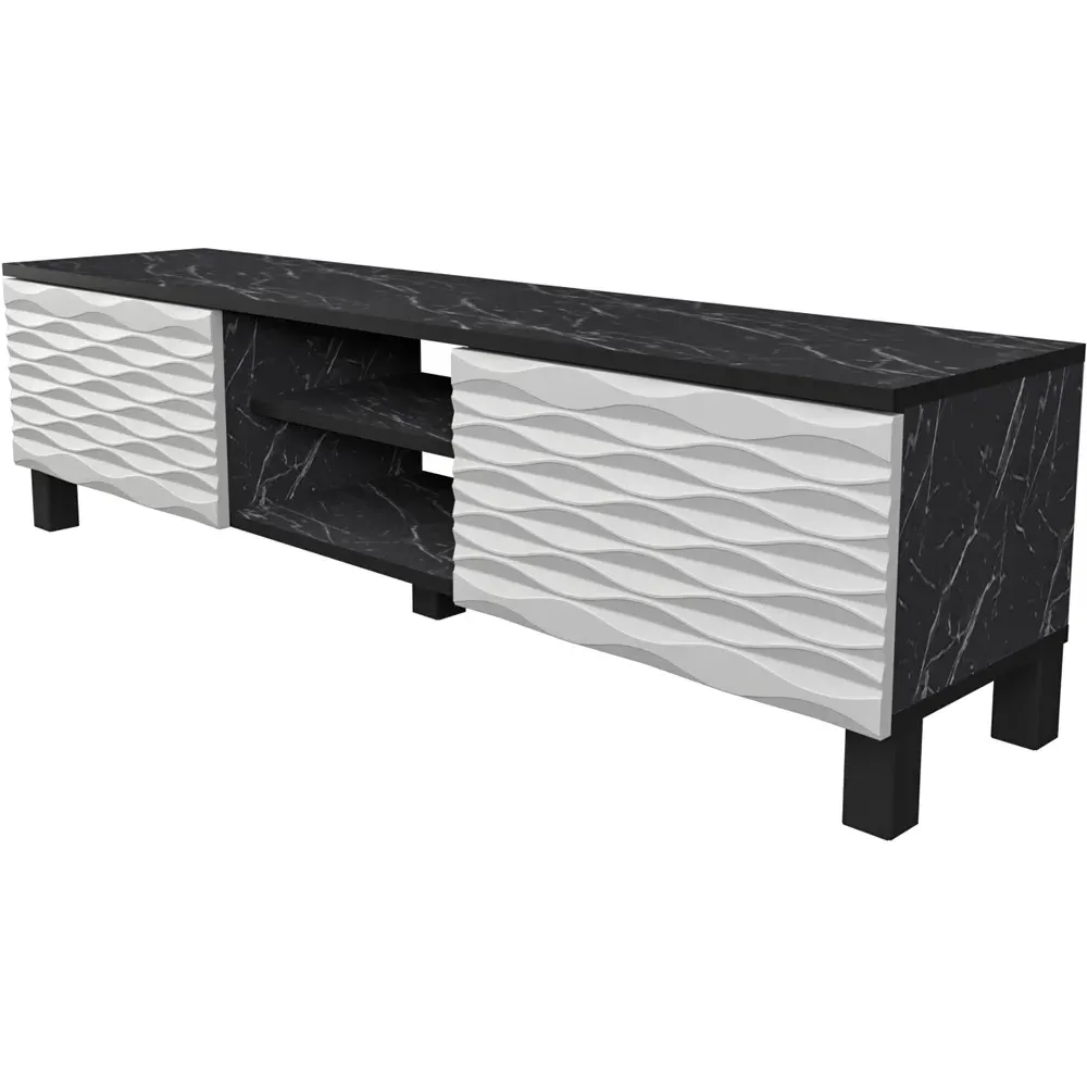 Lukas 2 Door TV Unit with Storage - Black Marble