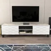 Lukas 2 Door TV Unit with Storage - White Marble