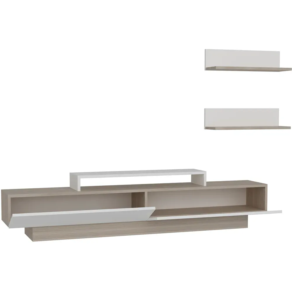 Lusi 2 Door TV Unit with Wall Shelves - Cordoba, White