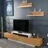 Lusi 2 Door TV Unit with Wall Shelves - White, Teak