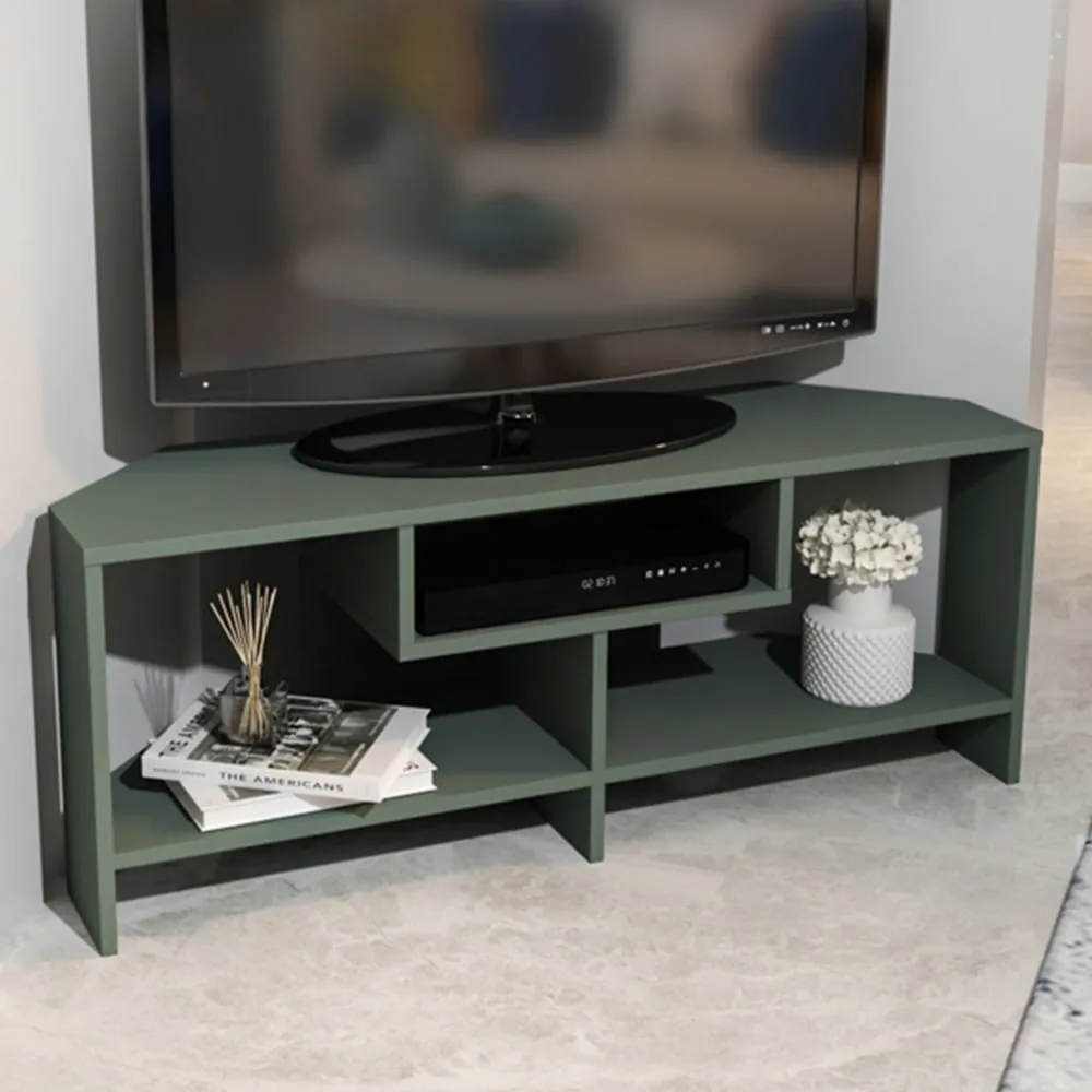 Maldives 3 Shelf Corner TV Unit - Green