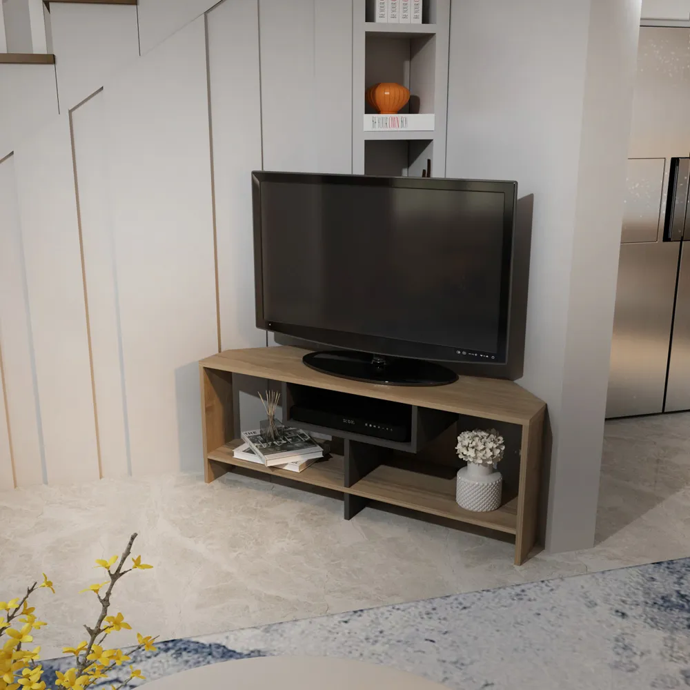 Maldives 3 Shelf Corner TV Unit - Walnut