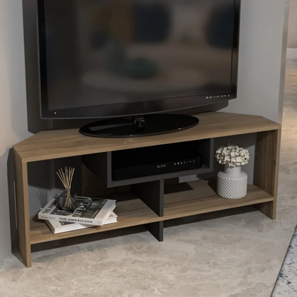 Maldives 3 Shelf Corner TV Unit - Walnut