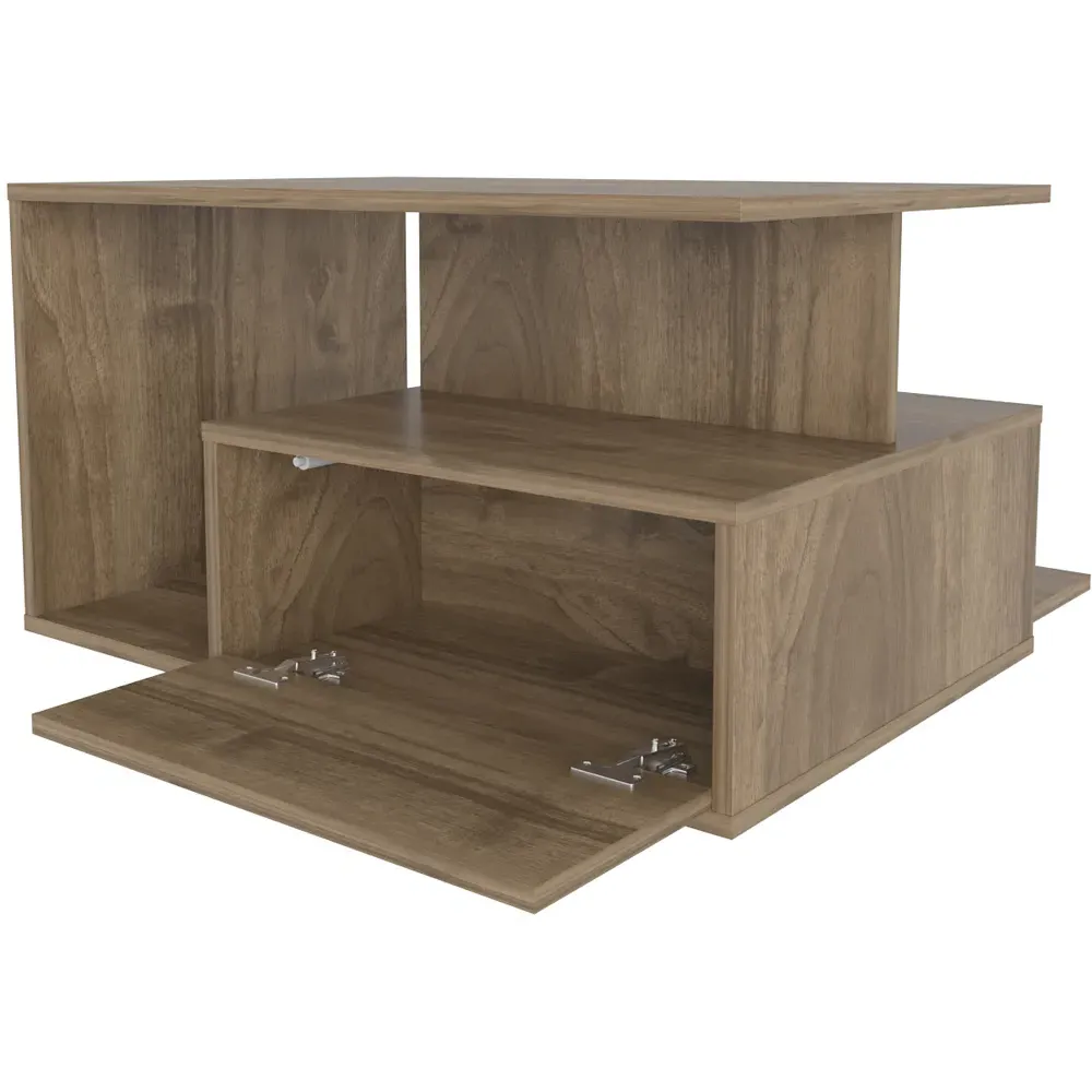 Mana Coffee Table with Shelf and Cabinet - Walnut