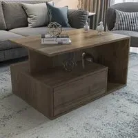 Mana Coffee Table with Shelf and Cabinet - Walnut