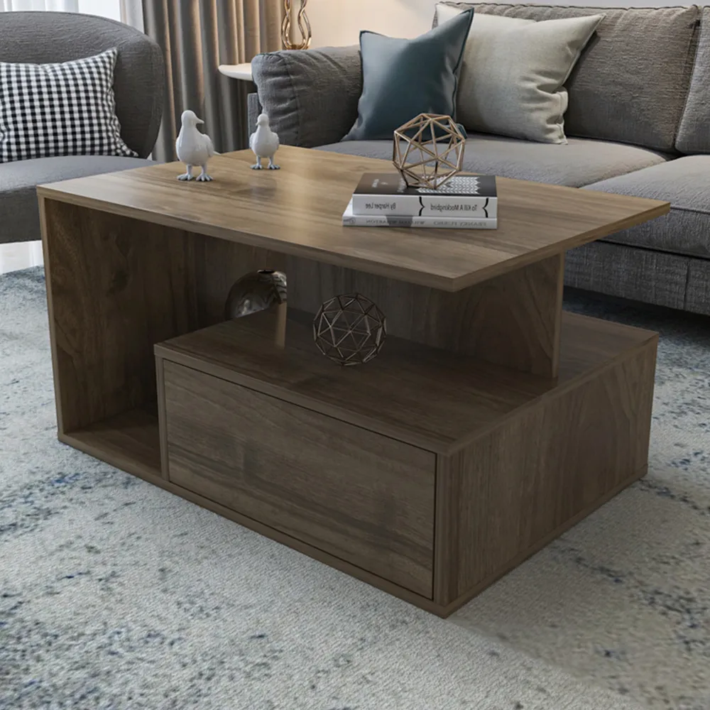 Mana Coffee Table with Shelf and Cabinet - Walnut image
