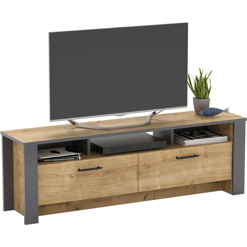 Manhattan 2 Door TV Unit with Storage - Oak