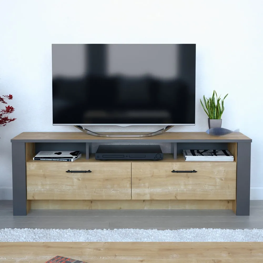 Manhattan 2 Door TV Unit with Storage - Oak image