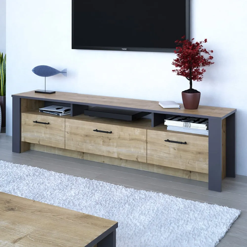 Manhattan 3 Door TV Unit - Multi, Oak image