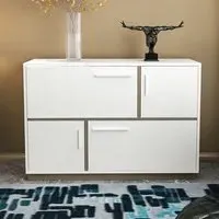 Mares 4 Door Sideboard Cabinet - White, Galaxy Coffee