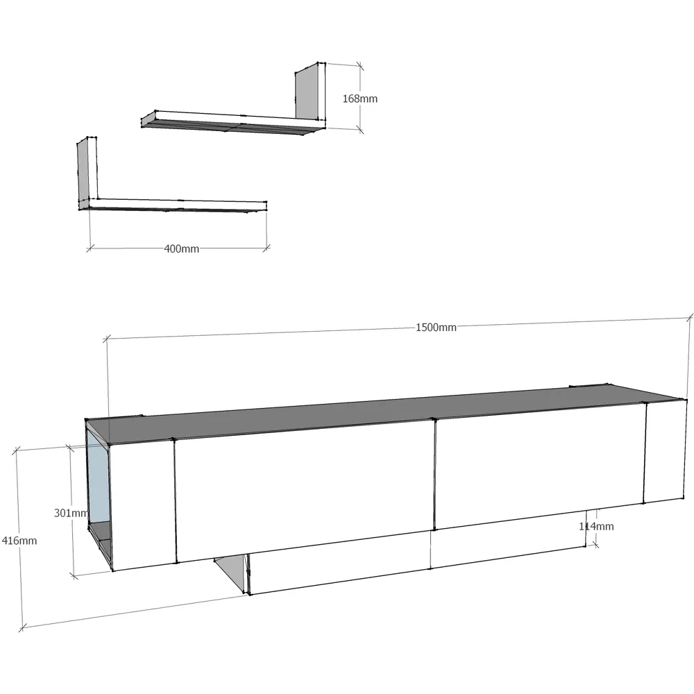 Matera 2 Wall Shelf TV Unit with Storage - Walnut, White