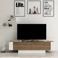 Matera 2 Wall Shelf TV Unit with Storage - Walnut, White