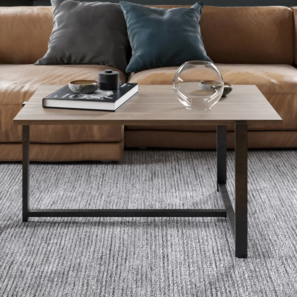 Merideths Rectangular Coffee Table - Walnut, Black Metal image