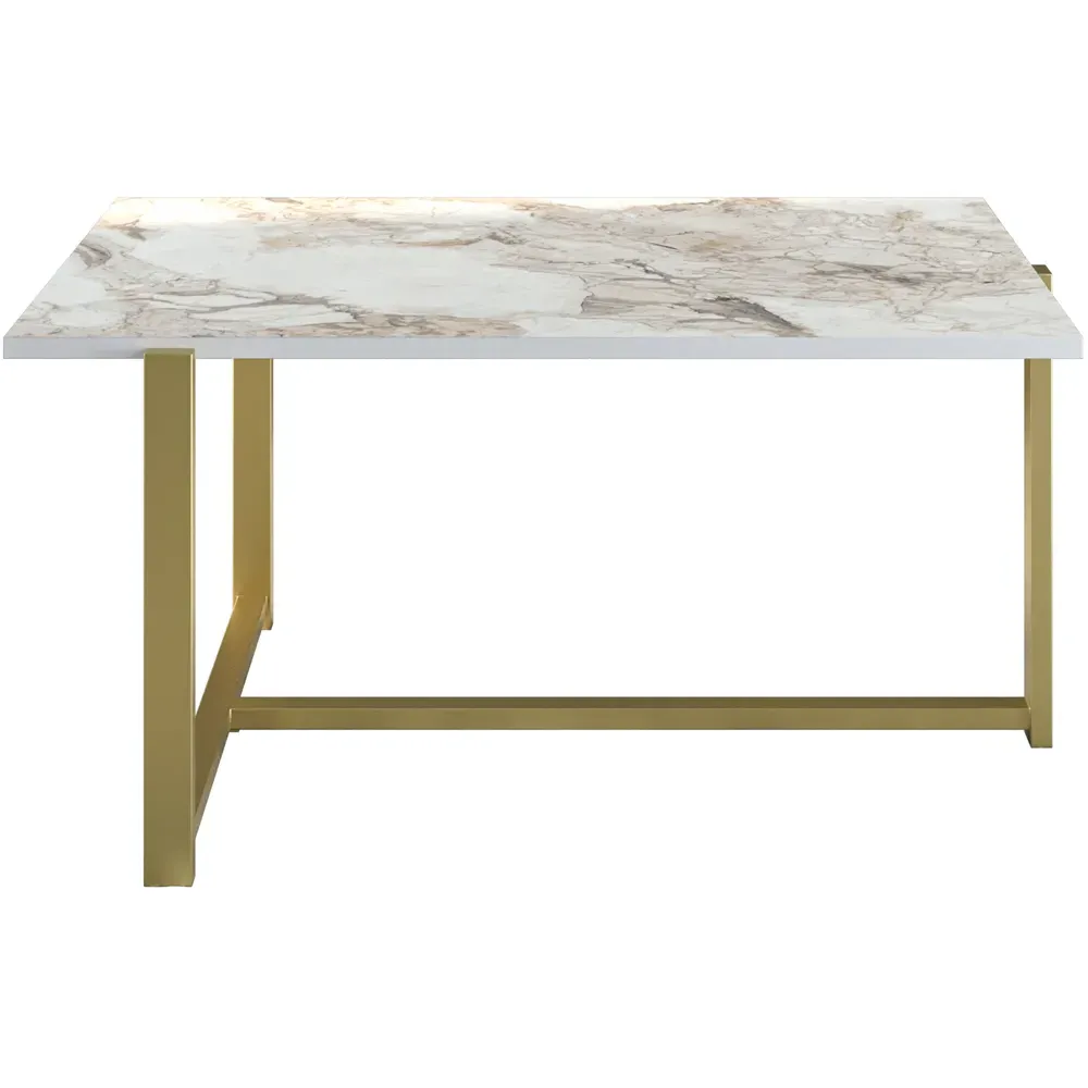 Merideths Rectangular Coffee Table - White Marble, Gold Metal