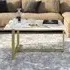 Merideths Rectangular Coffee Table - White Marble, Gold Metal