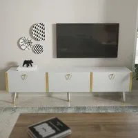 Milagro 3 Cabinet TV Unit - White, Gold