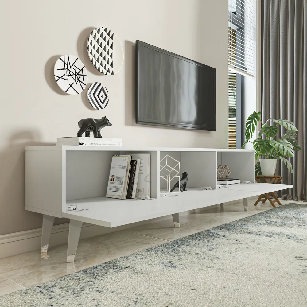 Milagro 3 Cabinet TV Unit - White, Silver