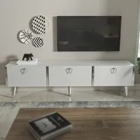 Milagro 3 Cabinet TV Unit - White, Silver